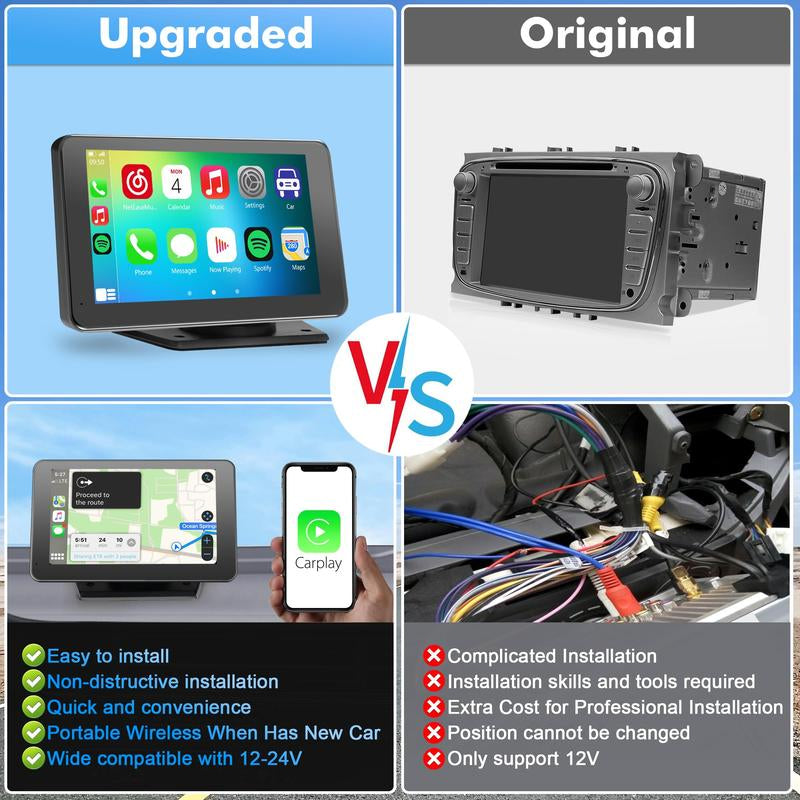 【Paslda】Christmas Gift ：2025 Upgraded Wireless Carplay Screen for Andriod & Iphone : the Ultimate Portable Car Play Adapter for Seamless In-Car Entertainment Tiktokshopblackfriday