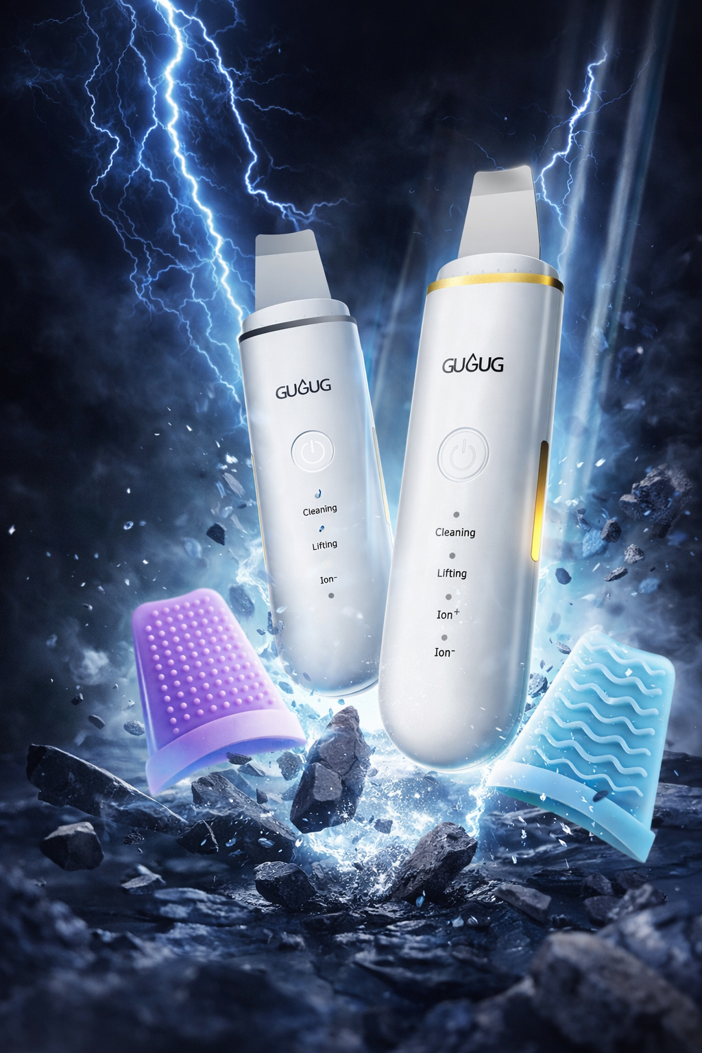 Skin Scrubber Face Spatula Skin Spatula Pore Cleaner Blackhead Remover Tools for Facial Deep Cleansing-4 Modes -White