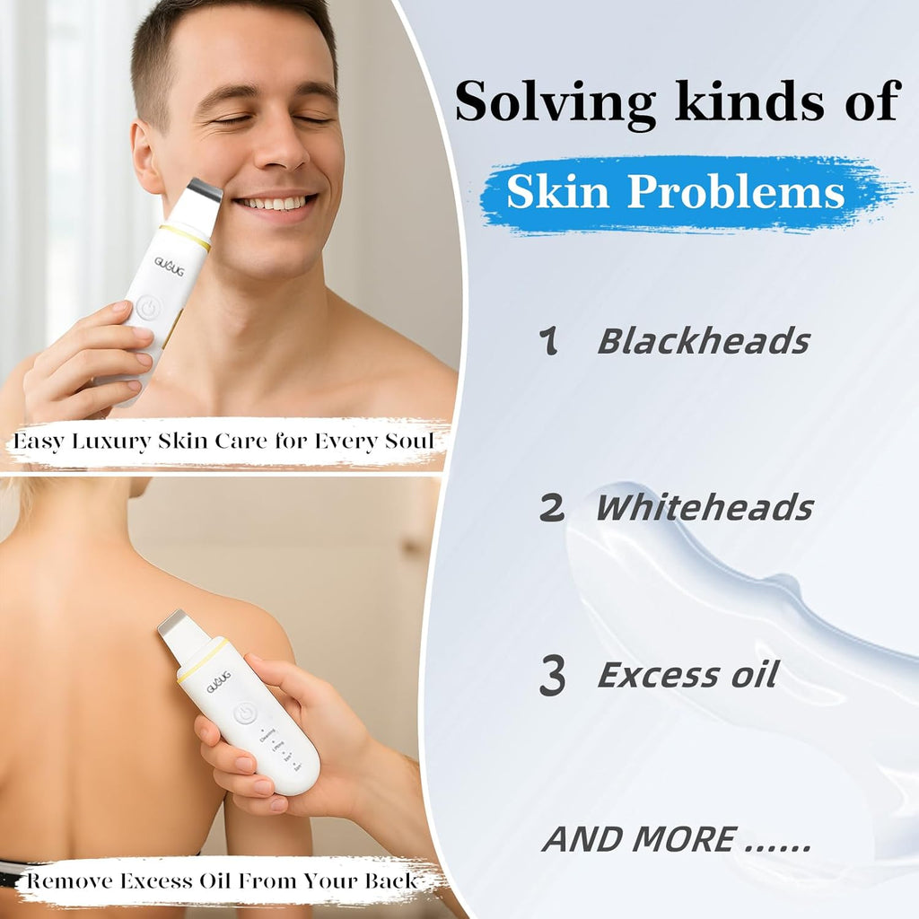 Skin Scrubber Face Spatula Skin Spatula Pore Cleaner Blackhead Remover Tools for Facial Deep Cleansing-4 Modes -White